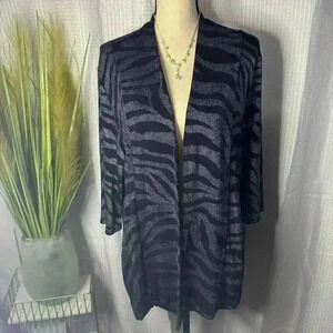 Chic’s Travelers Women’s 3 US XL Shimmer Animal Print Open Cardigan L/S Pockets
